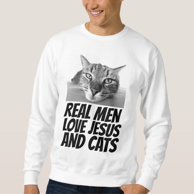 MOLETOM HOMENS REAIS ADORAM JESUS E GATOS T-SHIRS (Frente)