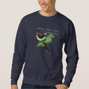 Moletom Homens Reais Como Magpies Pássaros Humor Aquarela
