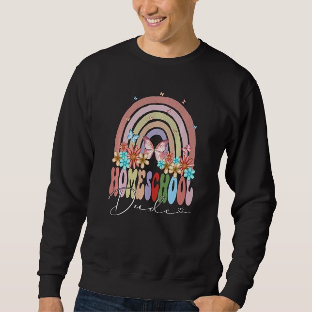 Moletom Homeschool Dude Back To School Rainbow Retro Groov (Frente)