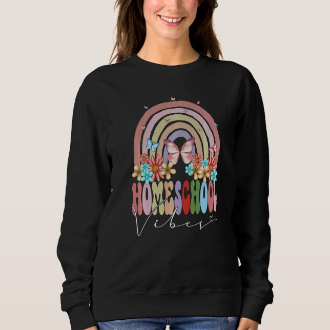 Moletom Homeschool Vibes Back To School Rainbow Groovy Flo (Frente)