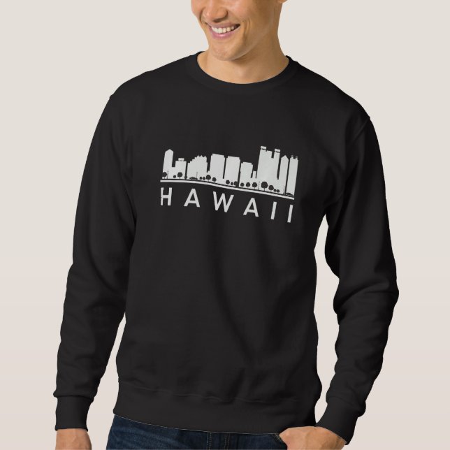 Moletom Honolulu Hawaii Skyline Home State Vintage Souveni (Frente)