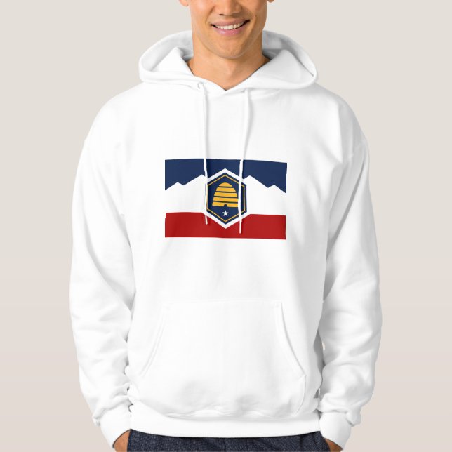 Moletom Hooded Sweatshirt with Flag of Utah, USA (Frente)