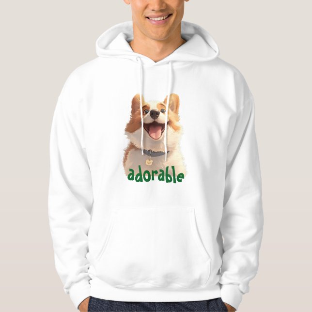 Moletom Hoodie Adorable Dog Illustration - Perfeito para P (Frente)