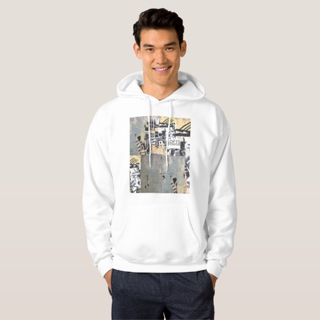 Moletom Hoodie branco com design da parede do Capricórnio (Frente Completa)