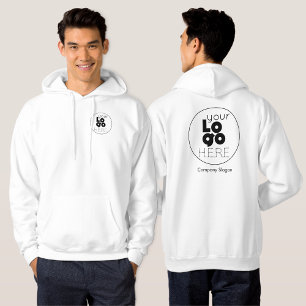 Moletom Hoodie branco com o logotipo de sua empresa na par
