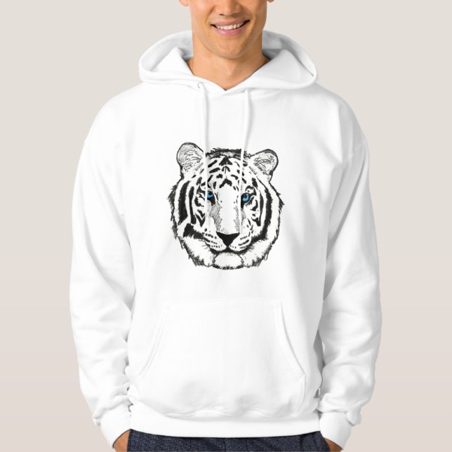 Moletom Hoodie branco do tigre (Frente)
