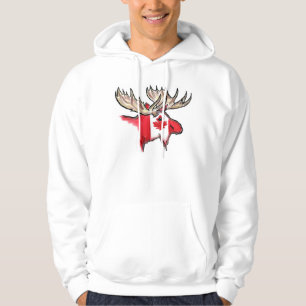 Moletom Hoodie canadense dos alces dos homens da bandeira