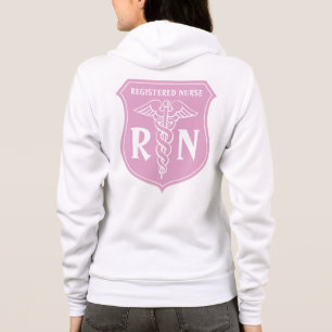 Moletom Hoodie cor-de-rosa da enfermeira do RN com símbol