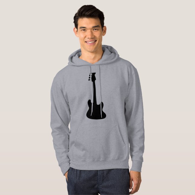 Moletom Hoodie da silhueta da guitarra baixa (Frente Completa)