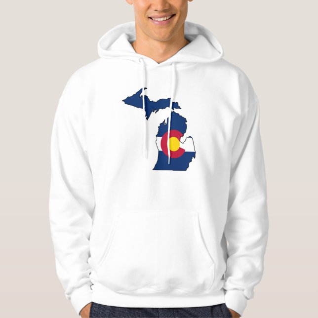 Moletom Hoodie das caras do esboço de Michigan da bandeira (Frente)