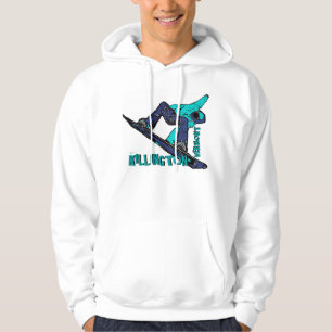 Moletom Hoodie das caras do snowboarder da cerceta de