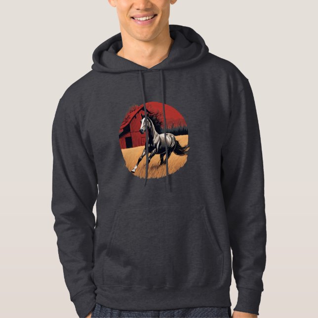 Moletom Hoodie de cavalo retrô (Frente)