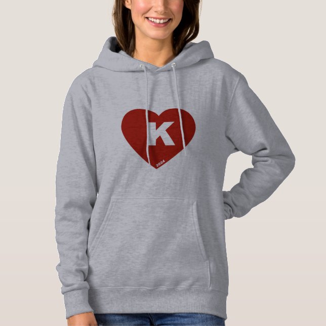 Moletom Hoodie de coração branco e vermelho feminino (Frente)