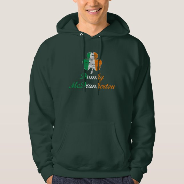 Moletom Hoodie de Drunky McDrunkerton do dia de St Patrick (Frente)