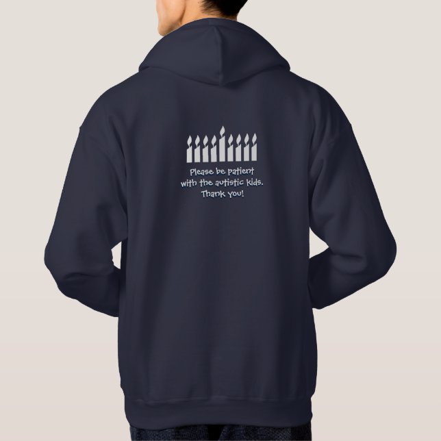 Moletom Hoodie de Hanukkah do autismo - obscuridade (Verso)