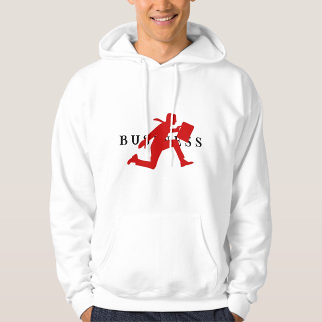 Moletom Hoodie de negócios ilustrado, branco e vermelho (Frente)