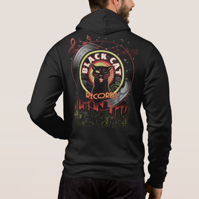 Moletom Hoodie de registros de gatos pretos - Estilo de et (Verso)