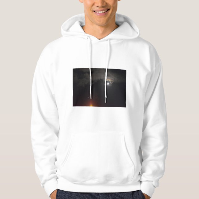 Moletom Hoodie do branco da coruja de noite (Frente)