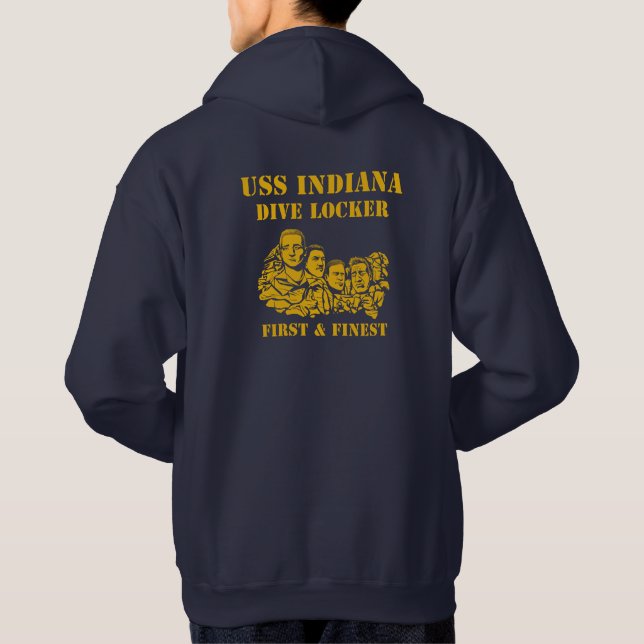 Moletom Hoodie do cacifo do mergulho de USS Indiana (Verso)