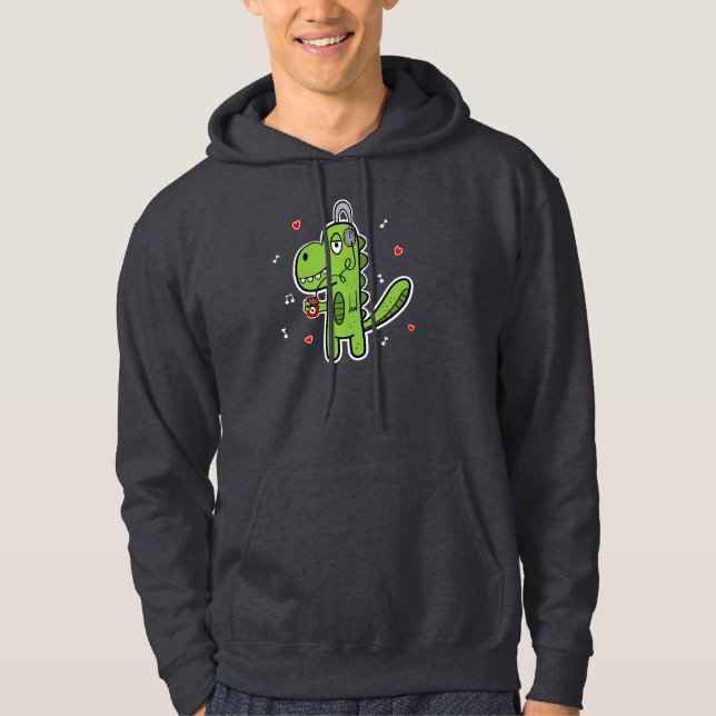 Moletom Hoodie do dinossauro de Rockosaur - obscuridade (Frente)