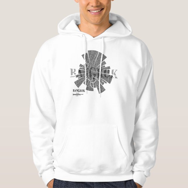 Moletom Hoodie do mapa de Banguecoque (Frente)