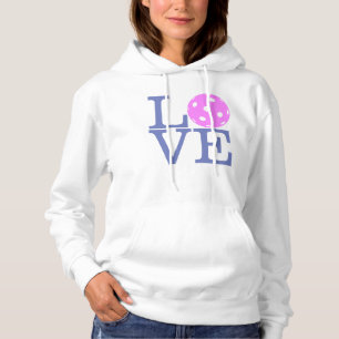 Moletom Hoodie do Pickleball das mulheres: "AMOR" (rosa)