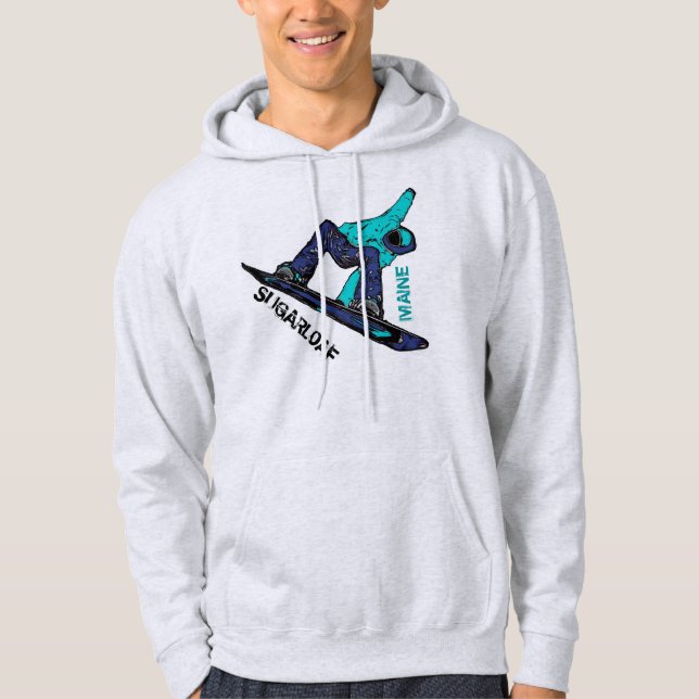 Moletom Hoodie do snowboarder da cerceta das caras de (Frente)