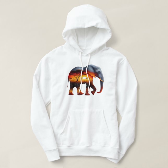 Moletom Hoodie, Elefante Africano (Frente do Design)