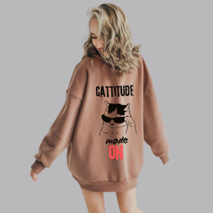 Moletom Hoodie Gato Amantes - "Cattitude Mover Em Frente"