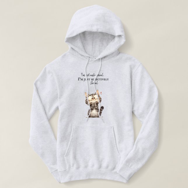 Moletom Hoodie Gato Engraçado - Estilo Puramente Hilário (Frente do Design)