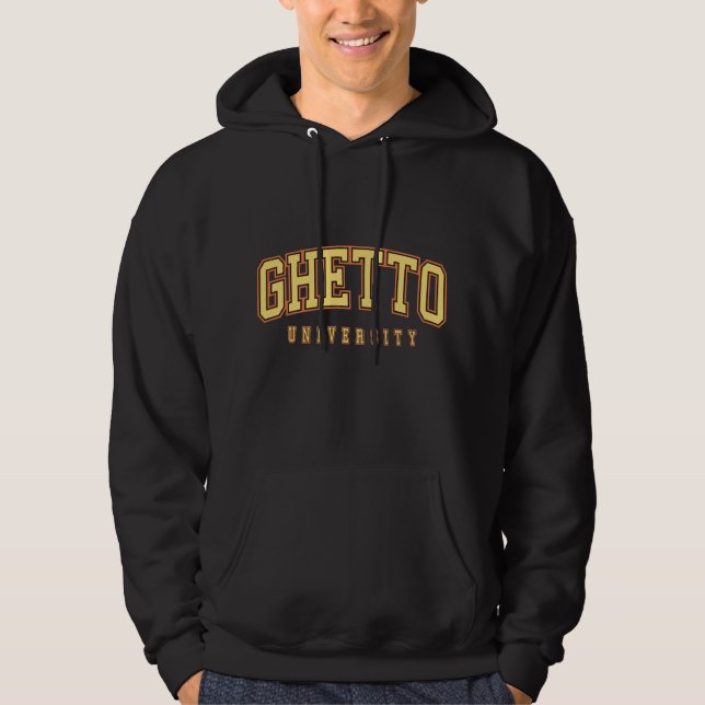 Moletom Hoodie Negro da Universidade de Ghetto (Frente)