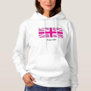Moletom Hoodie personalizado Union Jack cor-de-rosa do
