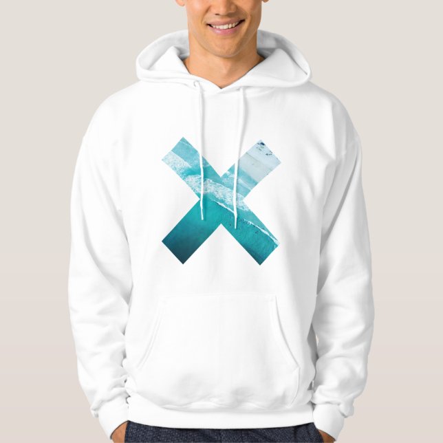 Moletom Hoodie simples da forma da lagoa azul tropical (Frente)
