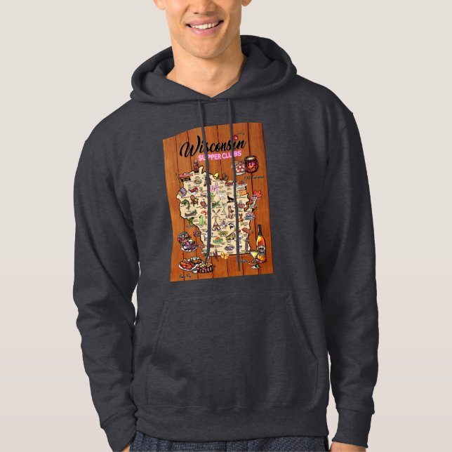Moletom Hoodie Unisex - Mapa do Clube de Apoio de Wisconsi (Frente)
