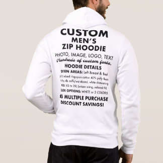 Moletom Hoodie Zip Hoodie Personalizado de Cheio Branco Ma