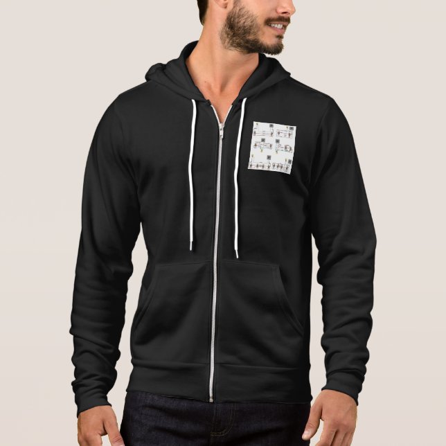 Moletom Hoodie Zippered com diagramas de switch de 3 vias (Frente)