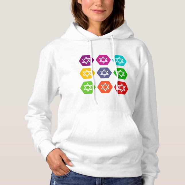 Moletom Hoodies - Estrelas judaicas - Visto Colorido de Gy (Frente)