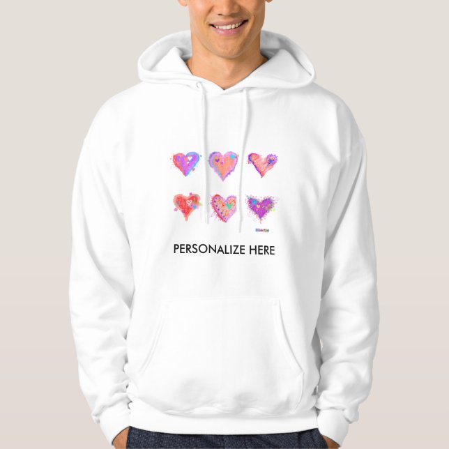 Moletom Hoodies, Sweats - Pop Art Crazy Hearts 2 (Frente)
