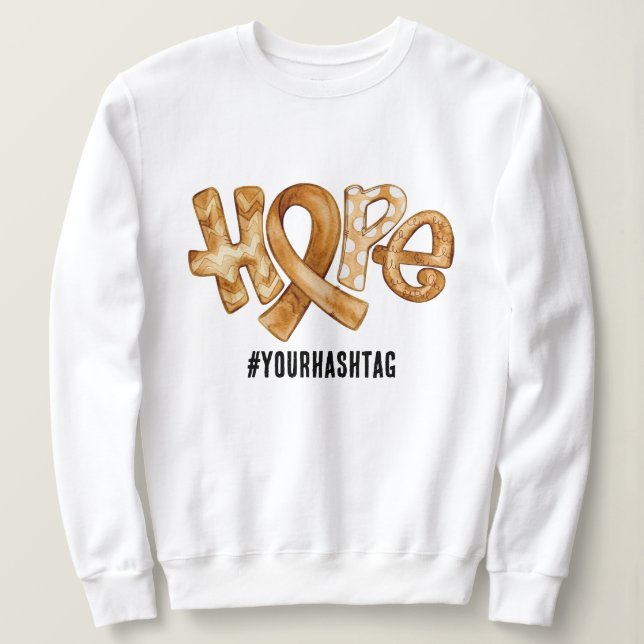 Moletom Hope Awareness Ribbon Amber Personalized Hashtag (Frente do Design)