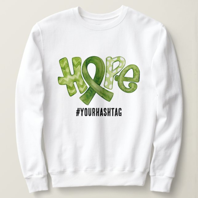Moletom Hope Awareness Ribbon Personalized Hashtag (Frente do Design)