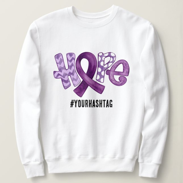 Moletom Hope Awareness Ribbon Personalized Hashtag (Frente do Design)