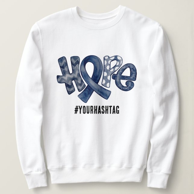 Moletom Hope Awareness Ribbon Personalized Hashtag (Frente do Design)