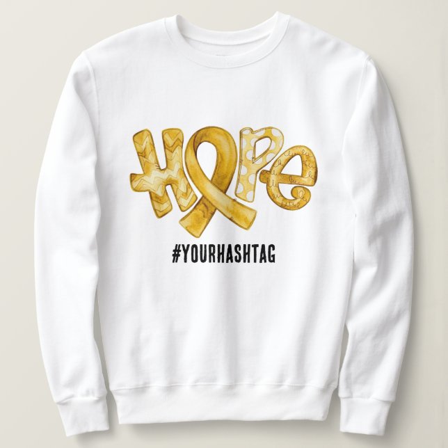 Moletom Hope Awareness Ribbon Personalized Hashtag (Frente do Design)