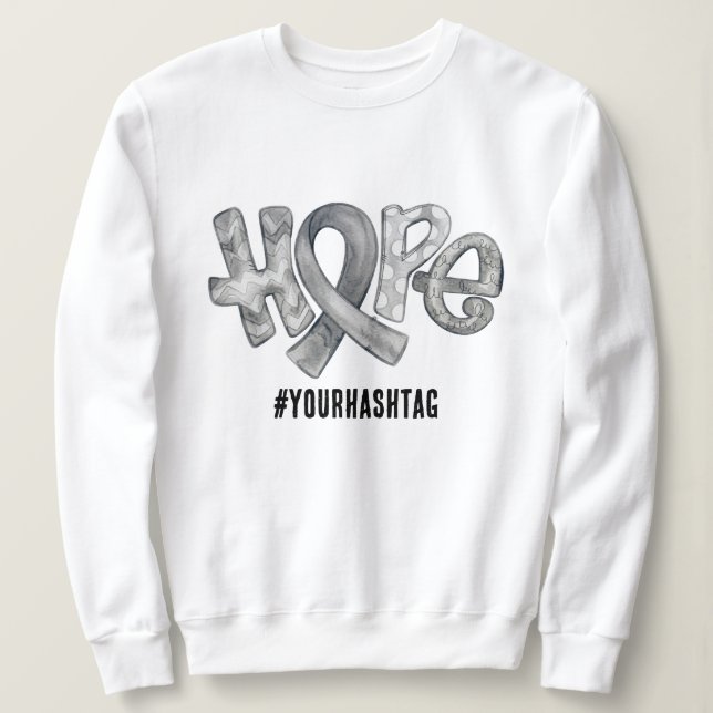 Moletom Hope Awareness Ribbon Personalized Hashtag (Frente do Design)