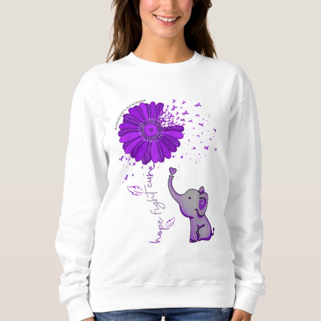 Moletom Hope Fight Cure Alzheimer Elephant & Flower (Frente)