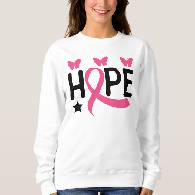 Moletom Hope Pink Ribbon Fighting Survivor Breast Cancer H (Frente)