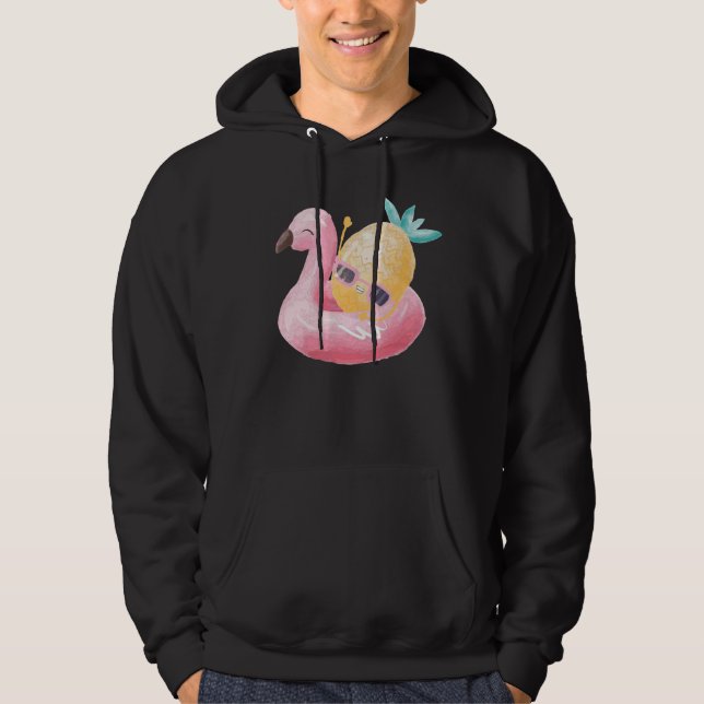 Moletom Horário De Verão Divertido Com Abacaxi E Flamingo (Frente)