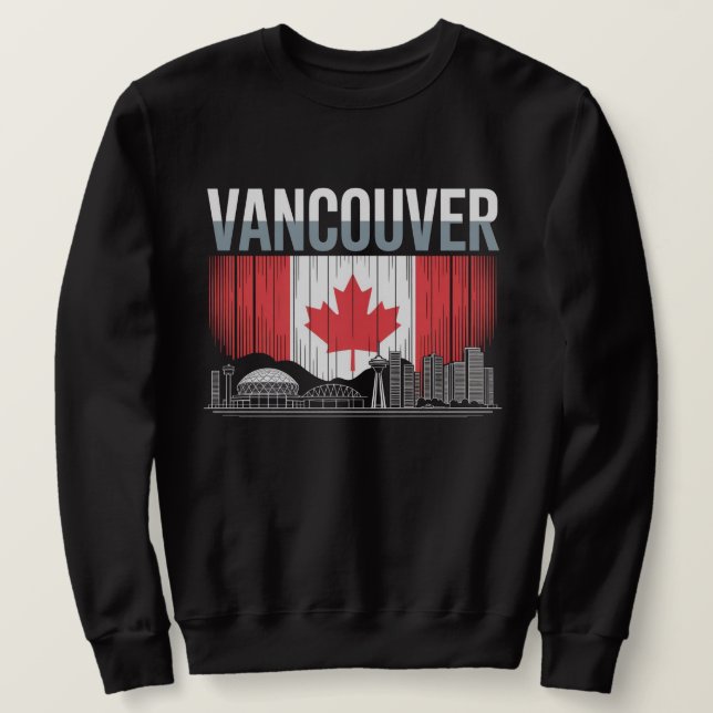 Moletom Horizonte de Vancouver Canadá | Bandeira e Montanh (Frente do Design)