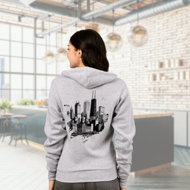 Moletom Horizonte Moderno de Chicago (Chicago Skyline Hoodie (back))