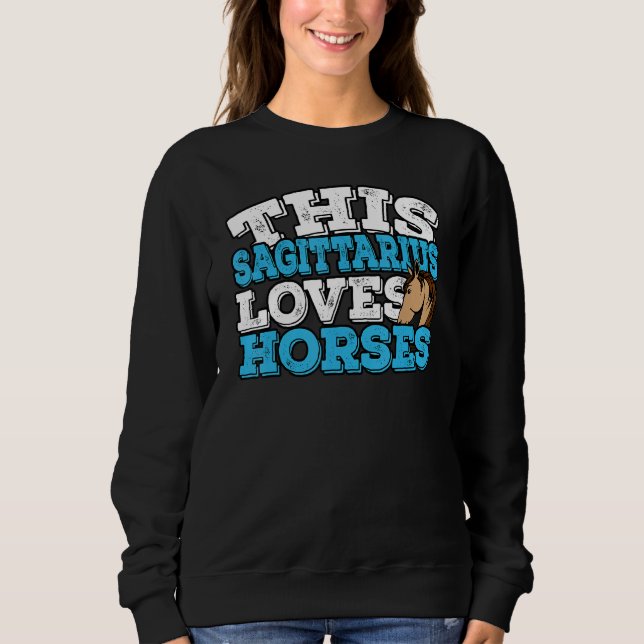 Moletom Horoscópio Sinal Zodíaco Sagitário Adora Cavalos (Frente)